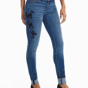 White House Black Market Embroidered Skinny Jeans